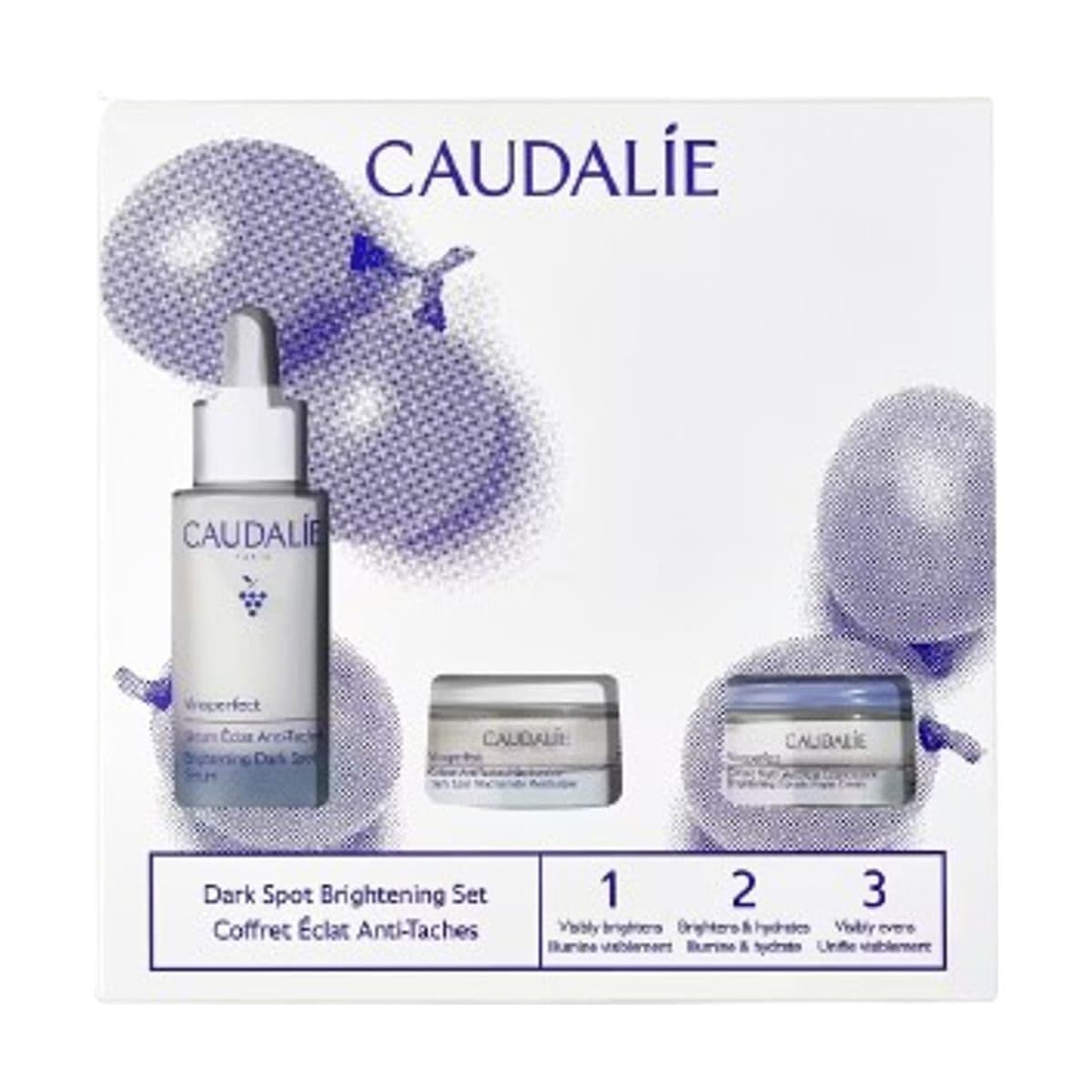 Embalagem de Kit Rotina Iluminadora Caudalie Vinoperfect