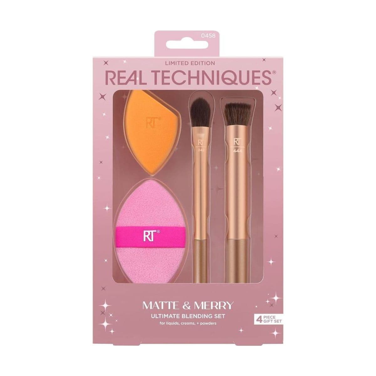 Embalagem de Kit de Pincéis e Esponja Real Techniques Matte + Merry