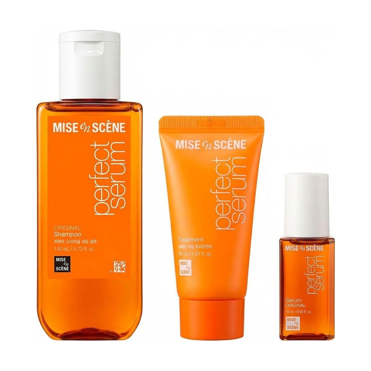 Embalagem de Kit Capilar Mise en Scène Perfect Serum Mini Trio