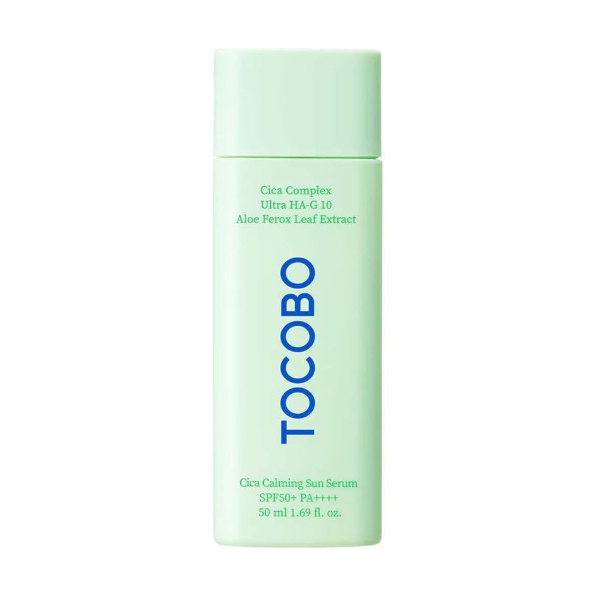 Embalagem de Protetor Solar Sérum FPS50+ Tocobo Cica Calming