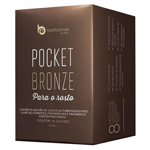 Embalagem de Lenços Autobronzeadores para o Rosto Pocket Bronze
