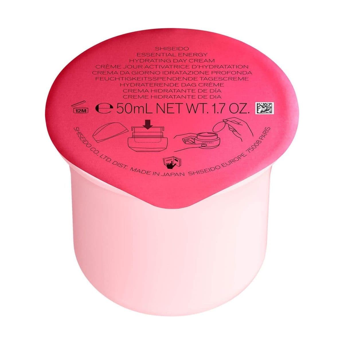 Embalagem de Creme Hidratante Diurno Shiseido Essential Energy Day Cream FPS 20 Refil