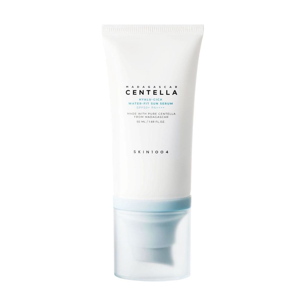 Embalagem de Protetor Solar Sérum FPS50 Skin1004 Hyalu-Cica Water Fit Sun
