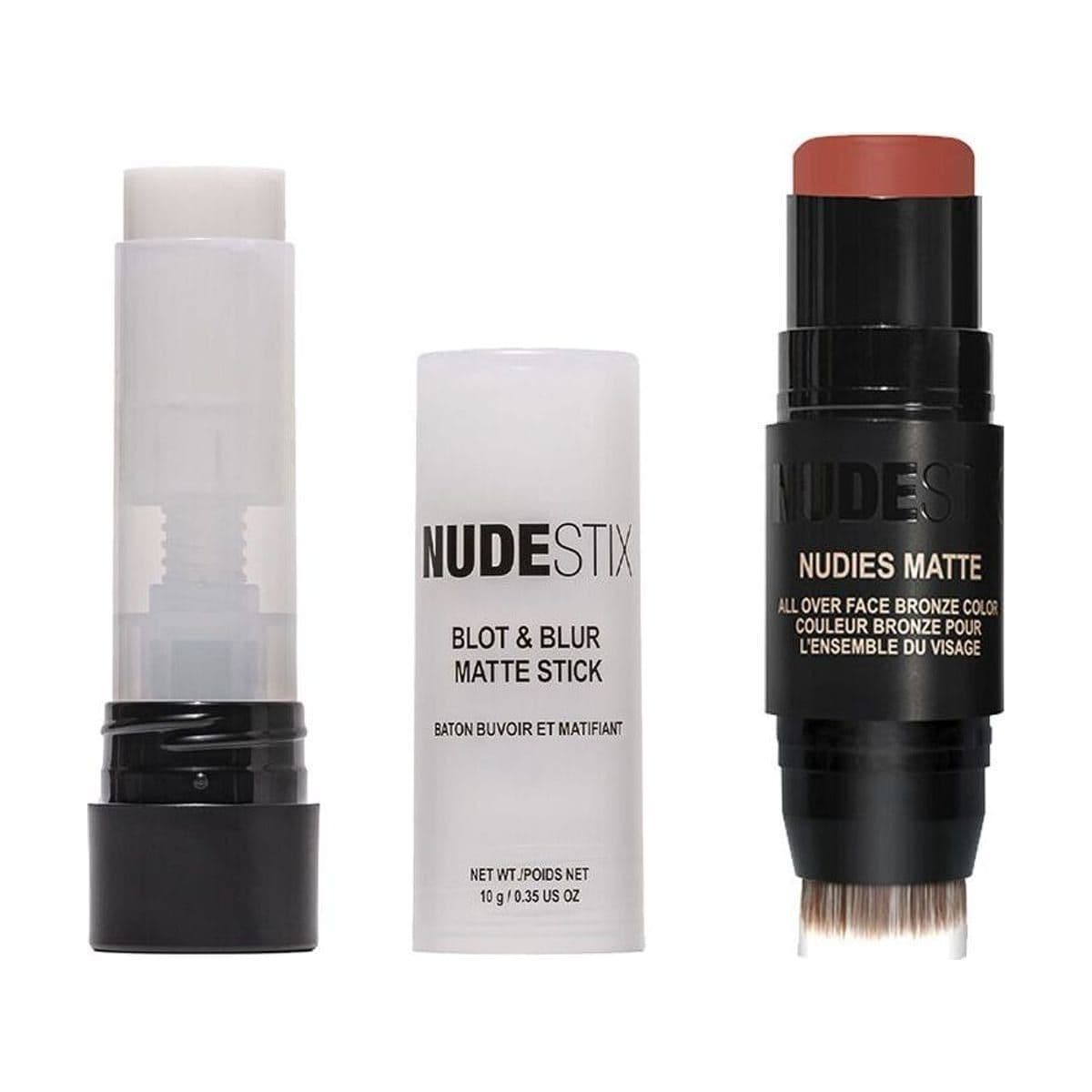 Embalagem de Kit Primer Blot and Blur + Bronzer Nudestix Beach Babe