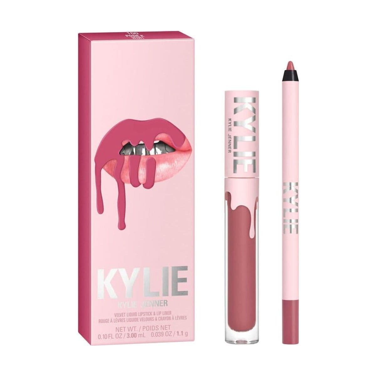 Embalagem de Kit Batom Velvet e Lápis Kylie Cosmetics Lip Kit