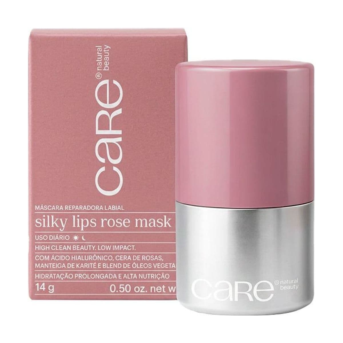 Embalagem de Máscara Reparadora Labial Care Natural Beauty Silky Lips Rose