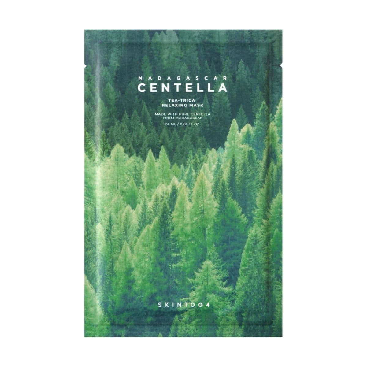 Embalagem de Máscara Facial Calmante Skin1004 Tea-Trica Relaxing Mask