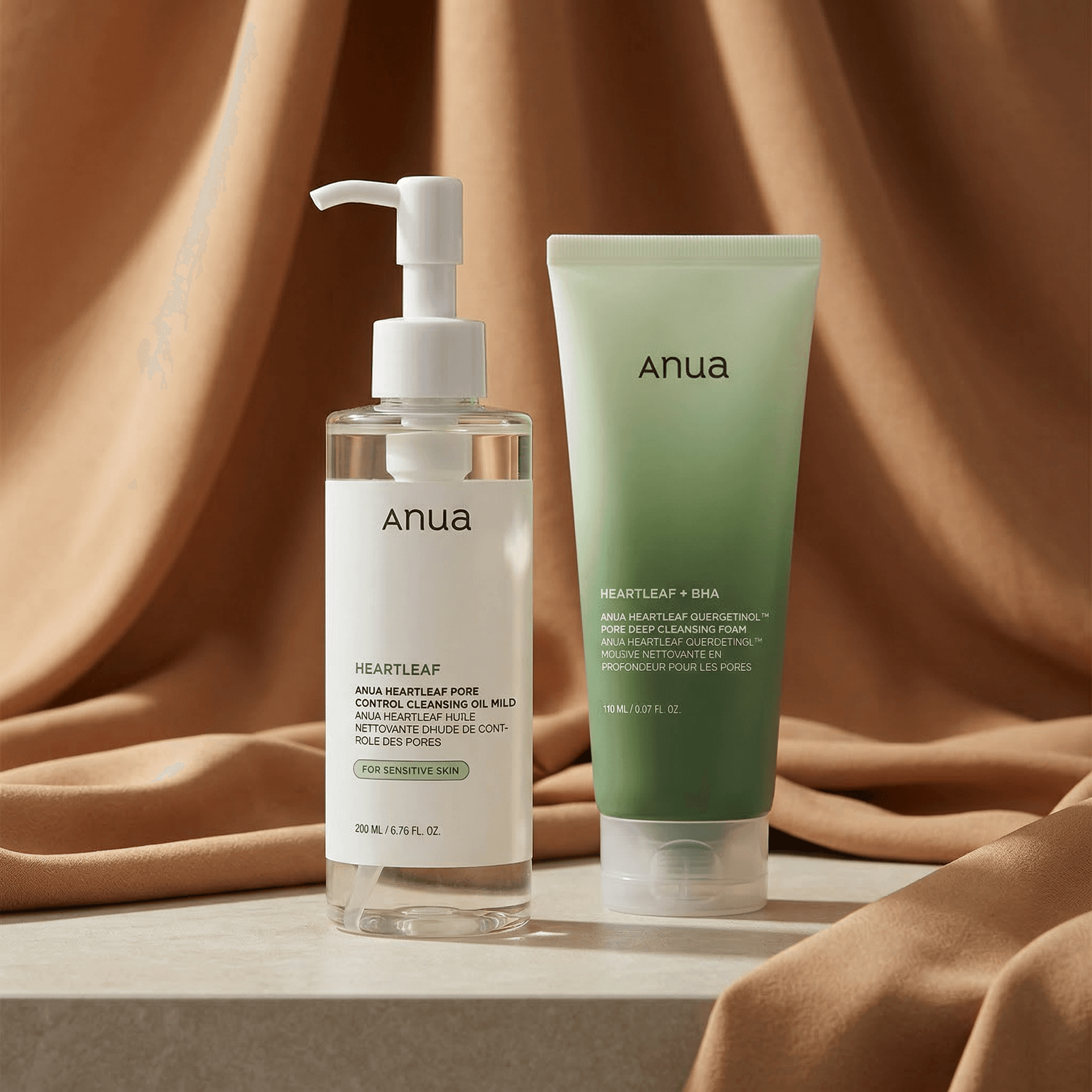 Embalagem de Anua Kit Dupla Limpeza Heartleaf Óleo + Espuma