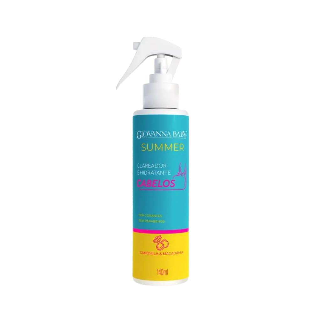 Embalagem de Spray Clareador e Hidratante Capilar Summer 140ml Giovanna Baby Summer