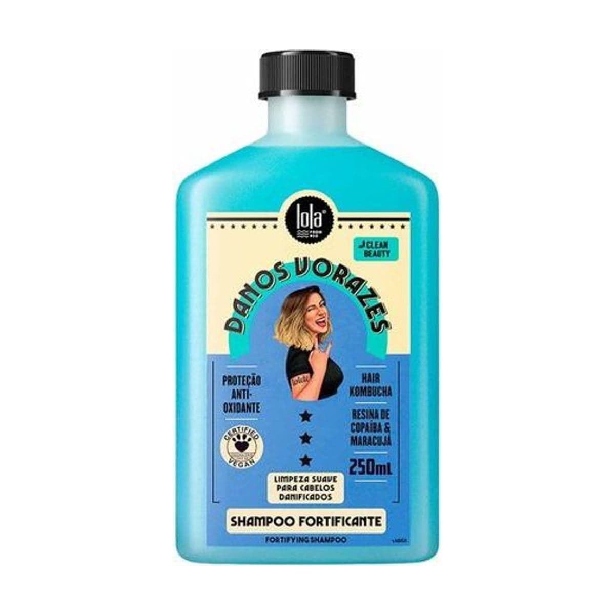 Embalagem de Lola Cosmetics Danos Vorazes Shampoo Fortificante