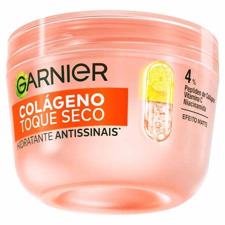 Embalagem de Hidratante Facial Antissinais Garnier Skin Colágeno Toque Seco