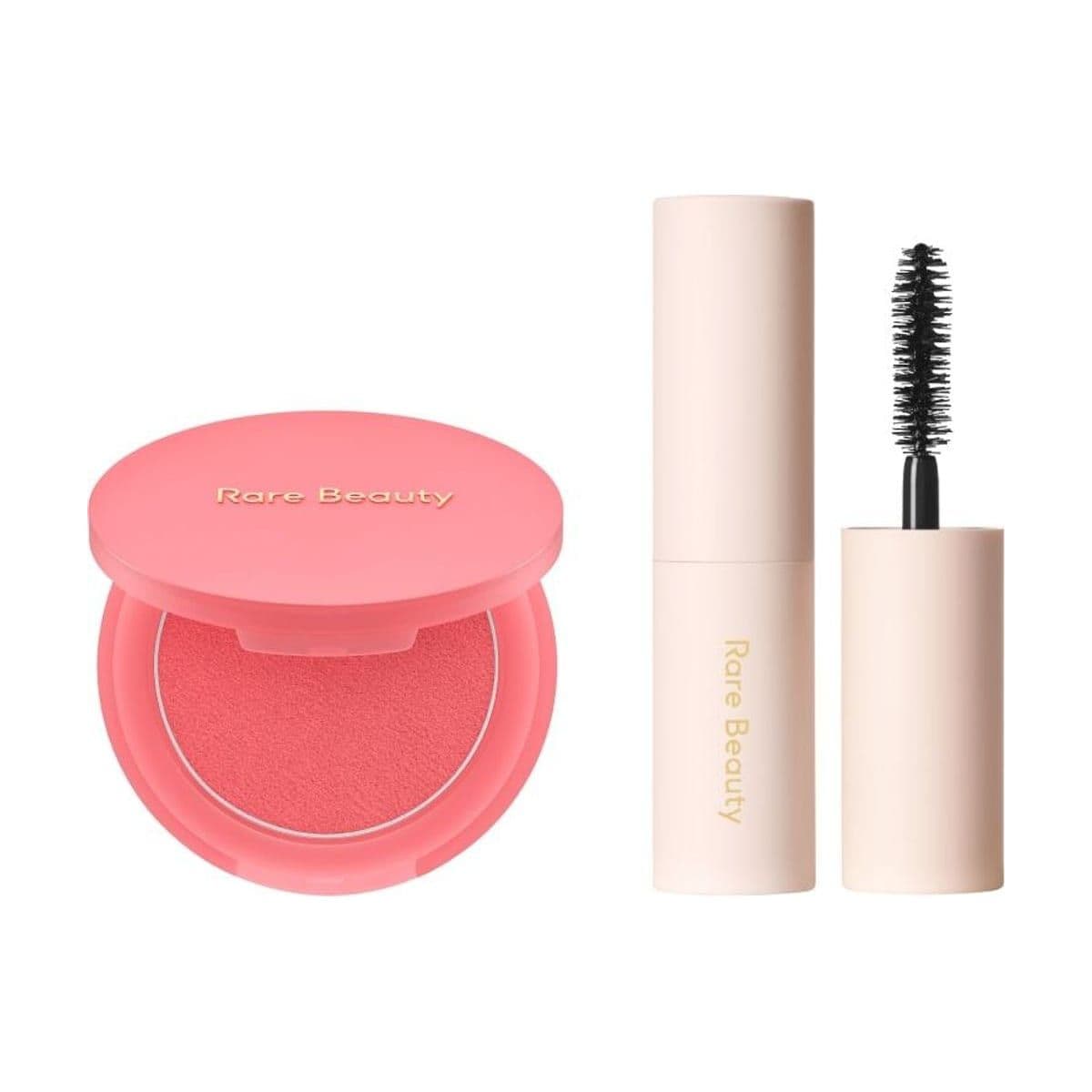 Embalagem de Kit Máscara de Cilios e Blush Rare Beauty